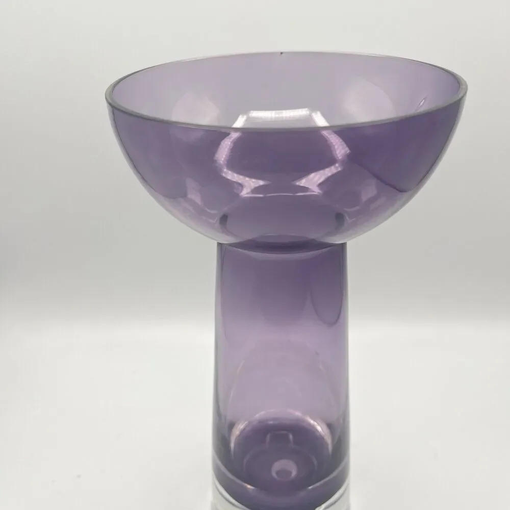 Krosno Poland Amethyst Art Glass Vase Candle Holder Suspended Bubble